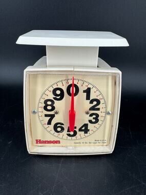 Vintage Hanson 10 LB Kitchen Utility Scale White Red Analog Made in USA